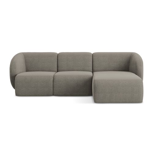 Canapé D'angle 3 Places Modulaire Droit Lani En Tissu Bouclette Gris