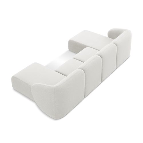 Canapé Panoramique 4 Places Lani En Tissu Bouclette Blanc