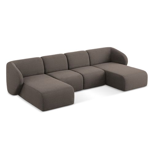 Canapé Panoramique 4 Places Lani En Tissu Bouclette Choolat