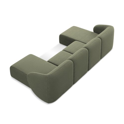 Canapé Panoramique 4 Places Lani En Tissu Bouclette Olive