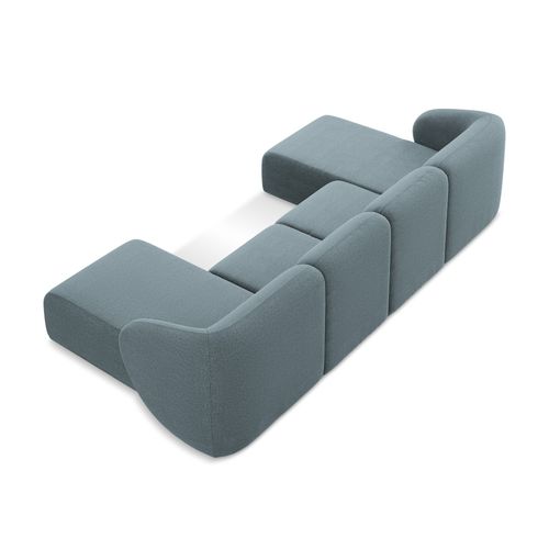 Canapé Panoramique 4 Places Lani En Tissu Bouclette Jeans