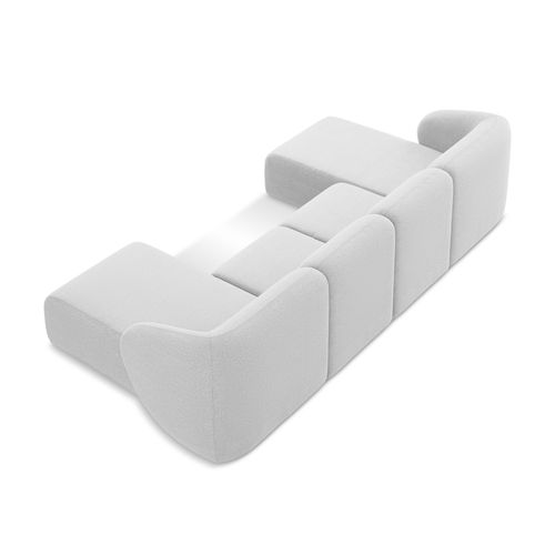 Canapé Panoramique 4 Places Lani En Tissu Bouclette Argent