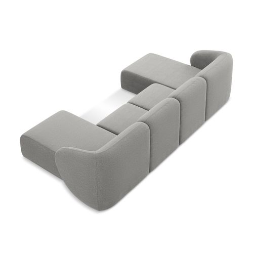 Canapé Panoramique 4 Places Lani En Tissu Bouclette Gris Clair