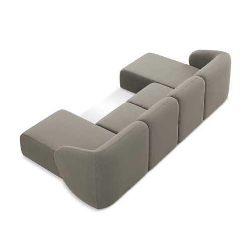 Canapé Panoramique 4 Places Lani En Tissu Bouclette Gris