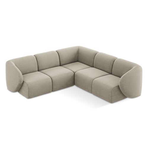 Canapé D'angle 4 Places Modulaire Lani En Tissu Bouclette Taupe