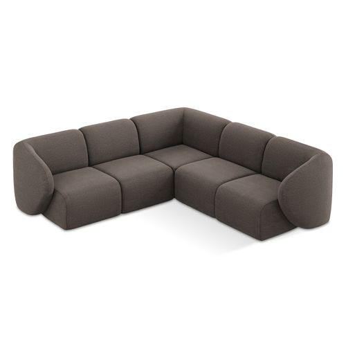 Canapé D'angle 4 Places Modulaire Lani En Tissu Bouclette Choolat