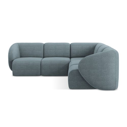 Canapé D'angle 4 Places Modulaire Lani En Tissu Bouclette Jeans