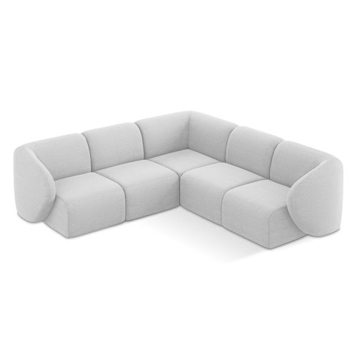 Canapé D'angle 4 Places Modulaire Lani En Tissu Bouclette Argent