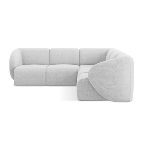 Canapé D'angle 4 Places Modulaire Lani En Tissu Bouclette Argent