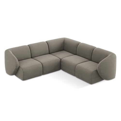 Canapé D'angle 4 Places Modulaire Lani En Tissu Bouclette Gris
