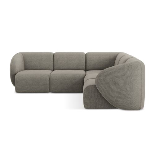 Canapé D'angle 4 Places Modulaire Lani En Tissu Bouclette Gris