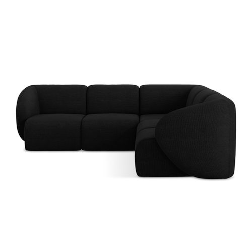 Canapé D'angle 4 Places Modulaire Lani En Tissu Bouclette Noir
