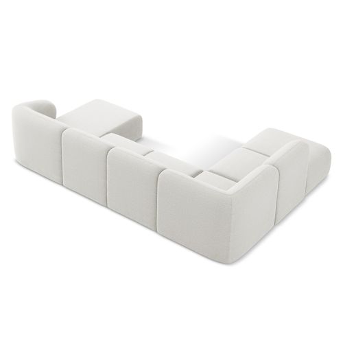 Canapé Panoramique 5 Places Gauche Lani En Tissu Bouclette Blanc