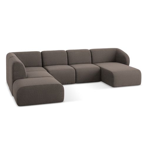 Canapé Panoramique 5 Places Gauche Lani En Tissu Bouclette Choolat