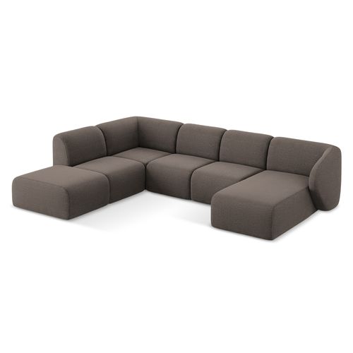 Canapé Panoramique 5 Places Gauche Lani En Tissu Bouclette Choolat