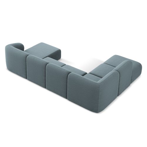 Canapé Panoramique 5 Places Gauche Lani En Tissu Bouclette Jeans