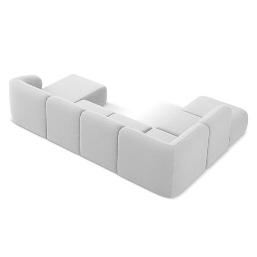 Canapé Panoramique 5 Places Gauche Lani En Tissu Bouclette Argent