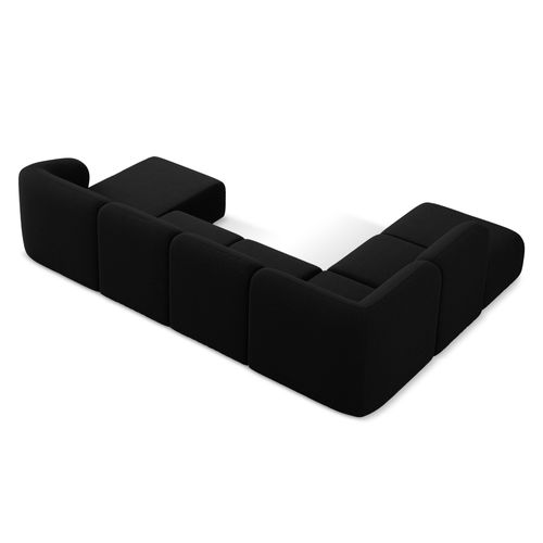 Canapé Panoramique 5 Places Gauche Lani En Tissu Bouclette Noir