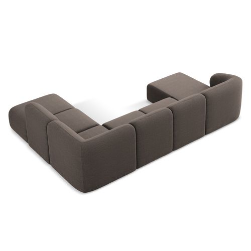 Canapé Panoramique 5 Places Droit Lani En Tissu Bouclette Choolat