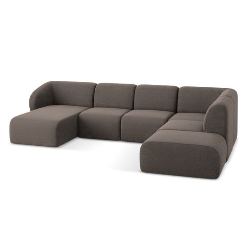 Canapé Panoramique 5 Places Droit Lani En Tissu Bouclette Choolat