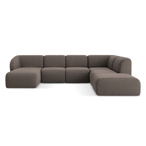 Canapé Panoramique 5 Places Droit Lani En Tissu Bouclette Choolat