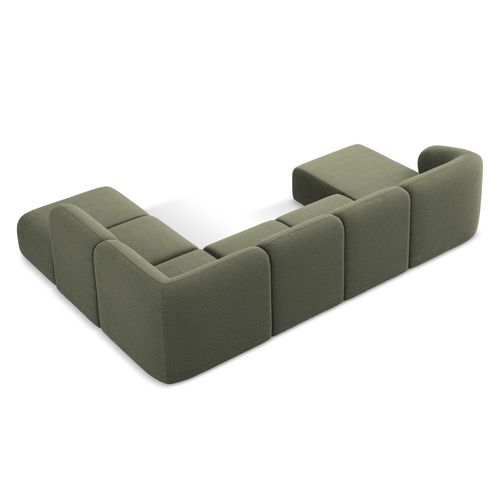 Canapé Panoramique 5 Places Droit Lani En Tissu Bouclette Olive