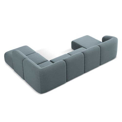 Canapé Panoramique 5 Places Droit Lani En Tissu Bouclette Jeans