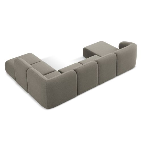 Canapé Panoramique 5 Places Droit Lani En Tissu Bouclette Gris