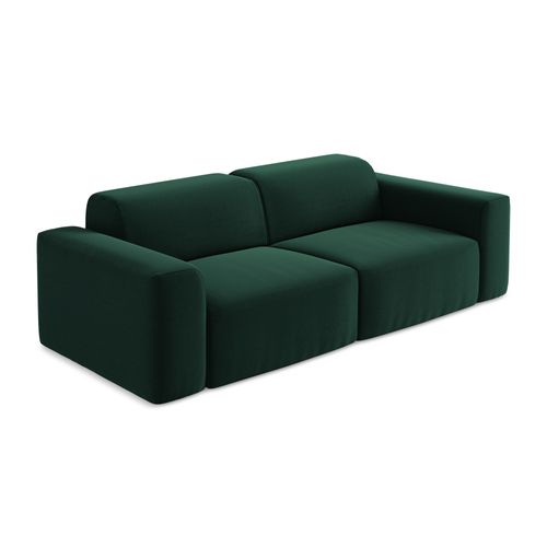 Canapé Modulable 2 Places Keli En Velours Bouteille Verte