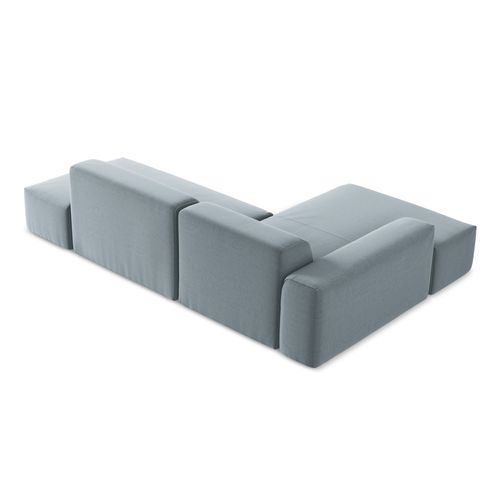 Canapé D'angle 3 Places Modulaire Droit Keli En Velours Bleu Clair