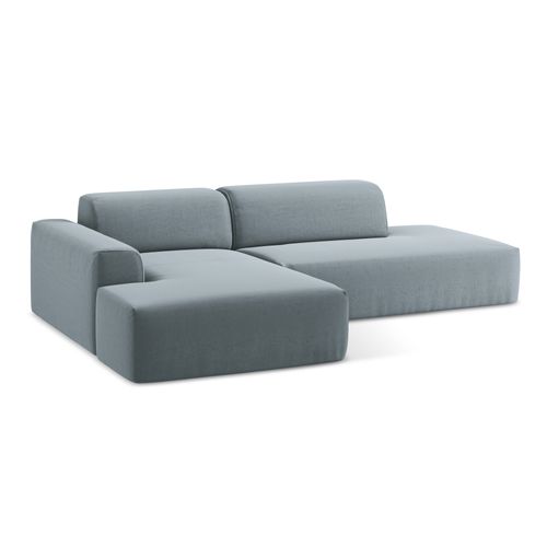 Canapé D'angle 3 Places Modulaire Droit Keli En Velours Bleu Clair