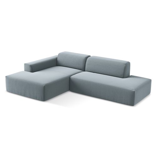 Canapé D'angle 3 Places Modulaire Droit Keli En Velours Bleu Clair