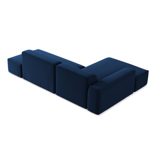 Canapé D'angle 3 Places Modulaire Droit Keli En Velours Bleu Royal