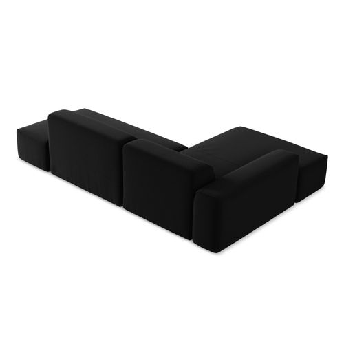 Canapé D'angle 3 Places Modulaire Droit Keli En Velours Noir