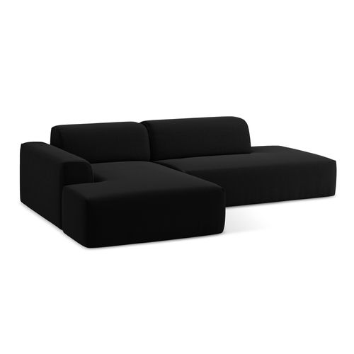 Canapé D'angle 3 Places Modulaire Droit Keli En Velours Noir