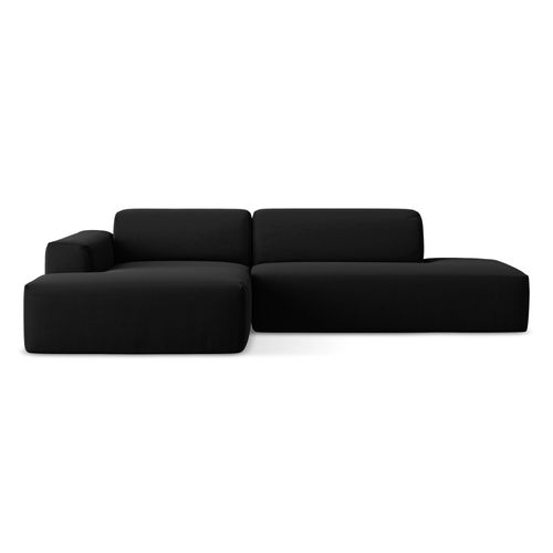 Canapé D'angle 3 Places Modulaire Droit Keli En Velours Noir