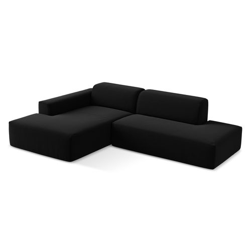 Canapé D'angle 3 Places Modulaire Droit Keli En Velours Noir