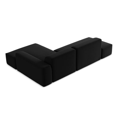 Canapé D'angle 3 Places Modulaire Gauche Keli En Velours Noir