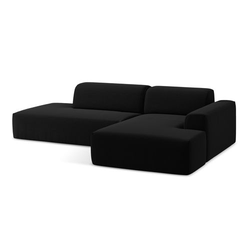 Canapé D'angle 3 Places Modulaire Gauche Keli En Velours Noir