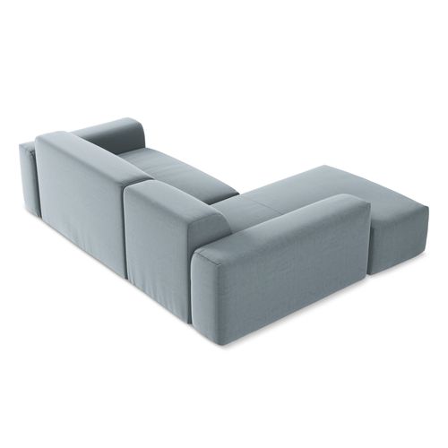 Canapé D'angle 3 Places Modulaire Gauche Keli En Velours Bleu Clair