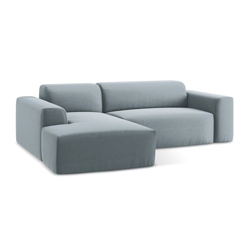 Canapé D'angle 3 Places Modulaire Gauche Keli En Velours Bleu Clair