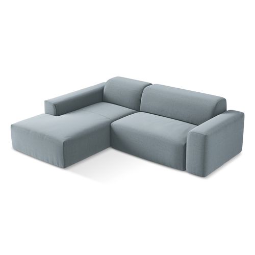 Canapé D'angle 3 Places Modulaire Gauche Keli En Velours Bleu Clair