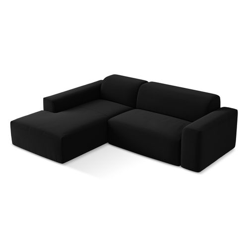 Canapé D'angle 3 Places Modulaire Gauche Keli En Velours Noir