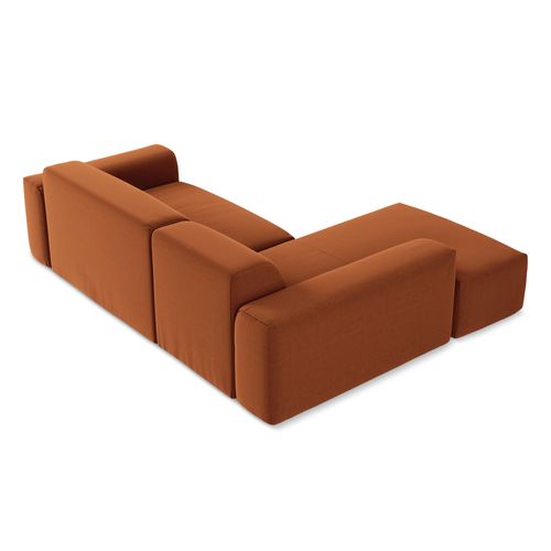 Canapé D'angle 3 Places Modulaire Gauche Keli En Velours Terre Cuite