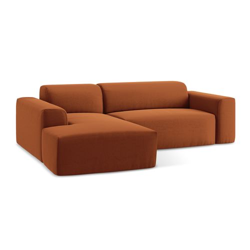 Canapé D'angle 3 Places Modulaire Gauche Keli En Velours Terre Cuite