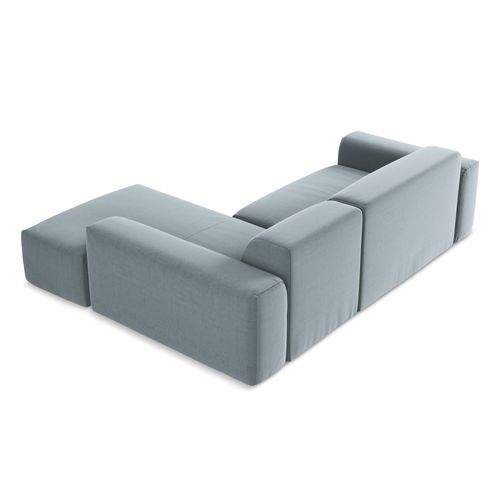 Canapé D'angle 3 Places Modulaire Droit Keli En Velours Bleu Clair