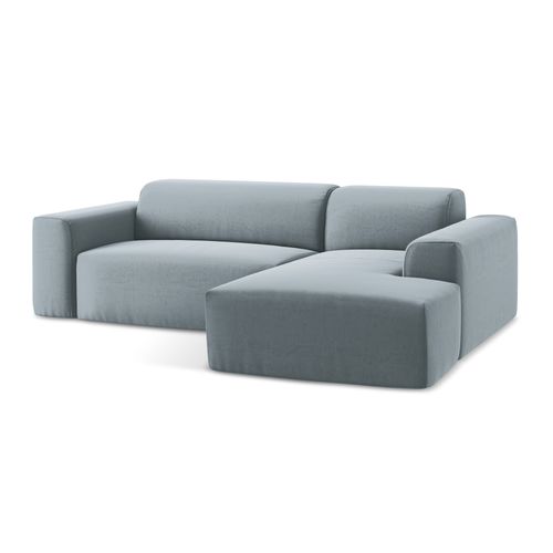 Canapé D'angle 3 Places Modulaire Droit Keli En Velours Bleu Clair