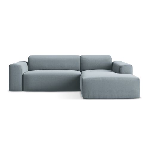 Canapé D'angle 3 Places Modulaire Droit Keli En Velours Bleu Clair