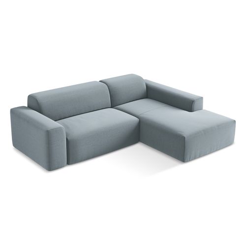 Canapé D'angle 3 Places Modulaire Droit Keli En Velours Bleu Clair