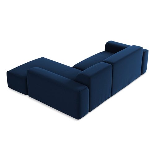 Canapé D'angle 3 Places Modulaire Droit Keli En Velours Bleu Royal